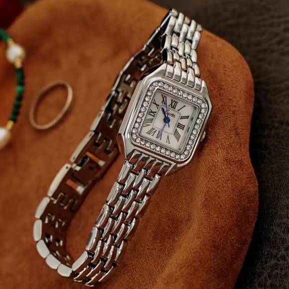 Panthere Classic Crystal Stainless Steel Watch with Diamond Accents - Picture 3 of 13